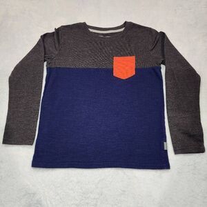 Eddie Bauer boys grey/ blue shirt with orange Pocket T-shirt size S (7/8)